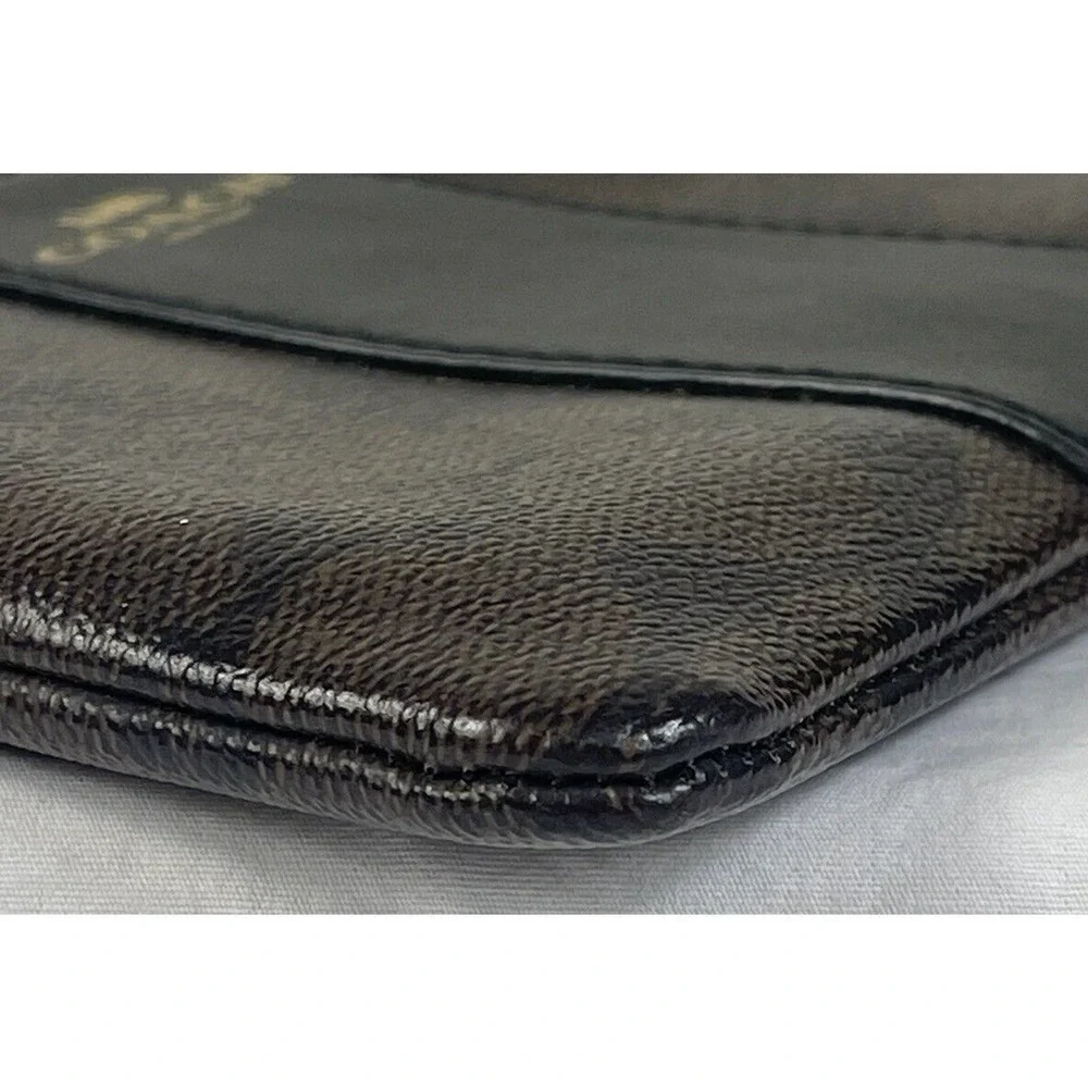 Coach Wallet Corner Zip Signature PVC Wristlet Two-Tone Dark Brown EUC Wallet - Picture 8 of 15